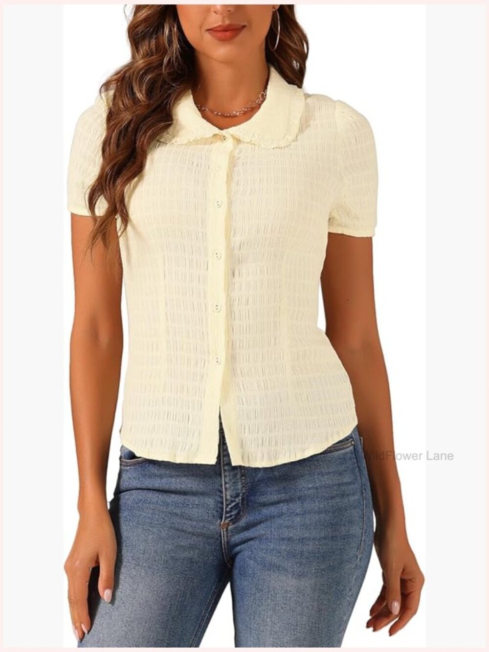 Women's Peter Pan Collar Button Down Blouse